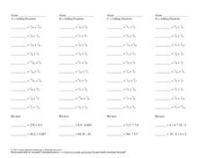 Adding Fractions Worksheet
