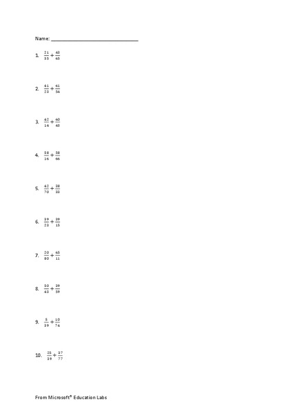 adding fractions with unlike denominators worksheet for 4th 6th grade