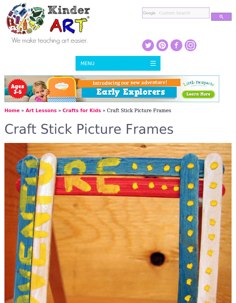 Creative Picture Frames Lesson Plan for 1st 2nd Grade Lesson
