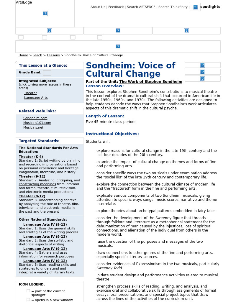 ... Sondheim: Voice of Cultural Change Lesson Plan