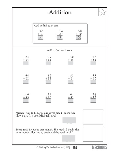 Addition Worksheet for 1st - 2nd Grade | Lesson Planet