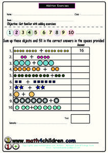 Addition Exercises Worksheet