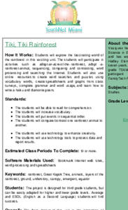 Tiki, Tiki Rainforest Lesson Plan