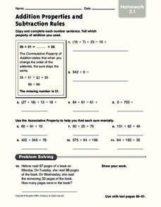addition properties and subtraction rules worksheet for rd th addition properties and subtraction rules worksheet